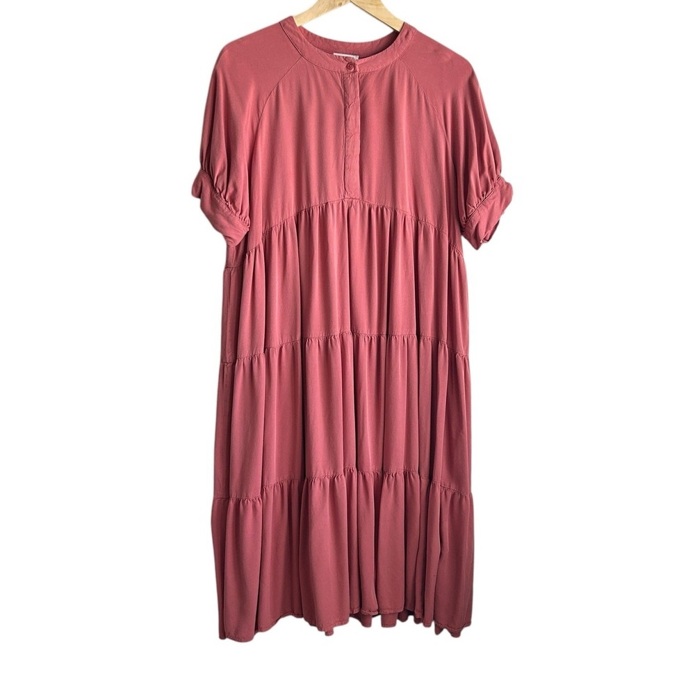 Wonderly‎ Women Cottagecore Boho Tiered Midi Dress PL Rose Puff Sleeve Prairie